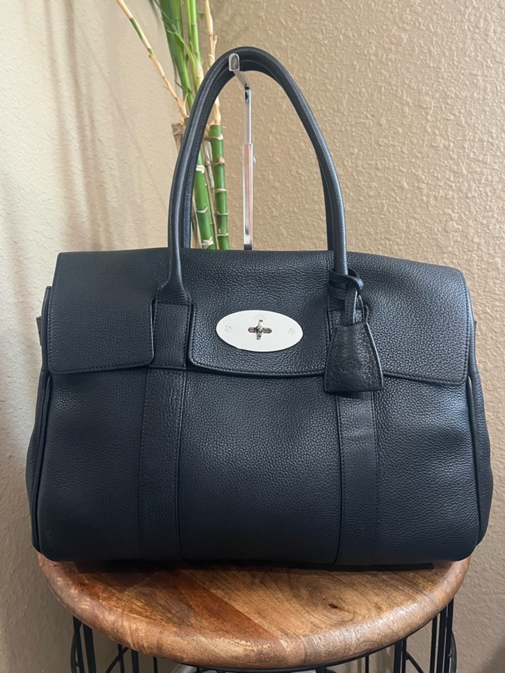 Mulberry Black Pebbled Leather Bayswater Satchel